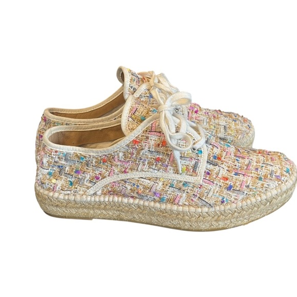 Anthropologie Lace-Up Tweed Espadrille Sneakers, Multicolor, Euro 41/ US 10 - Picture 6 of 9